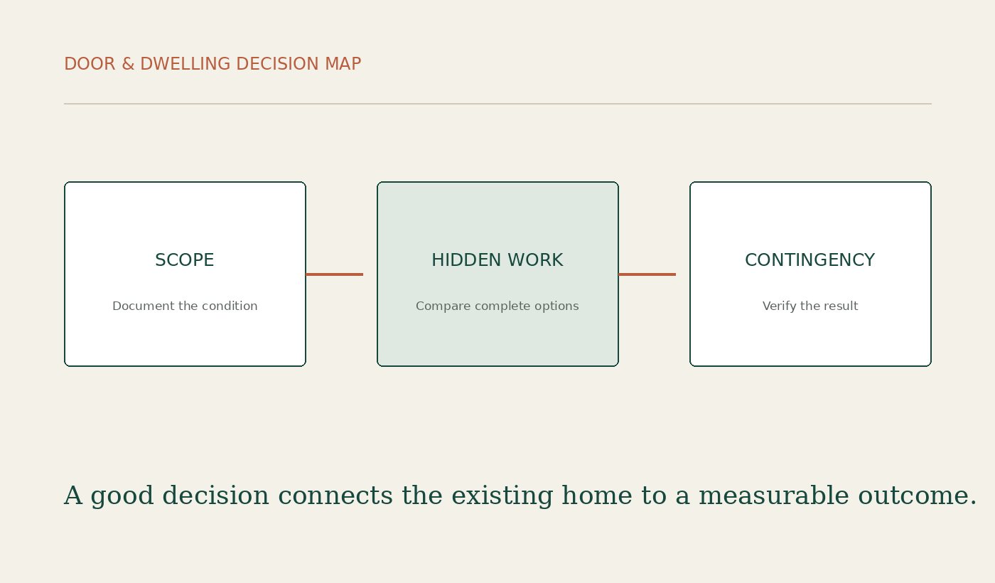 Door & Dwelling decision diagram for How Much Does a Bathroom Renovation Cost in Canada?