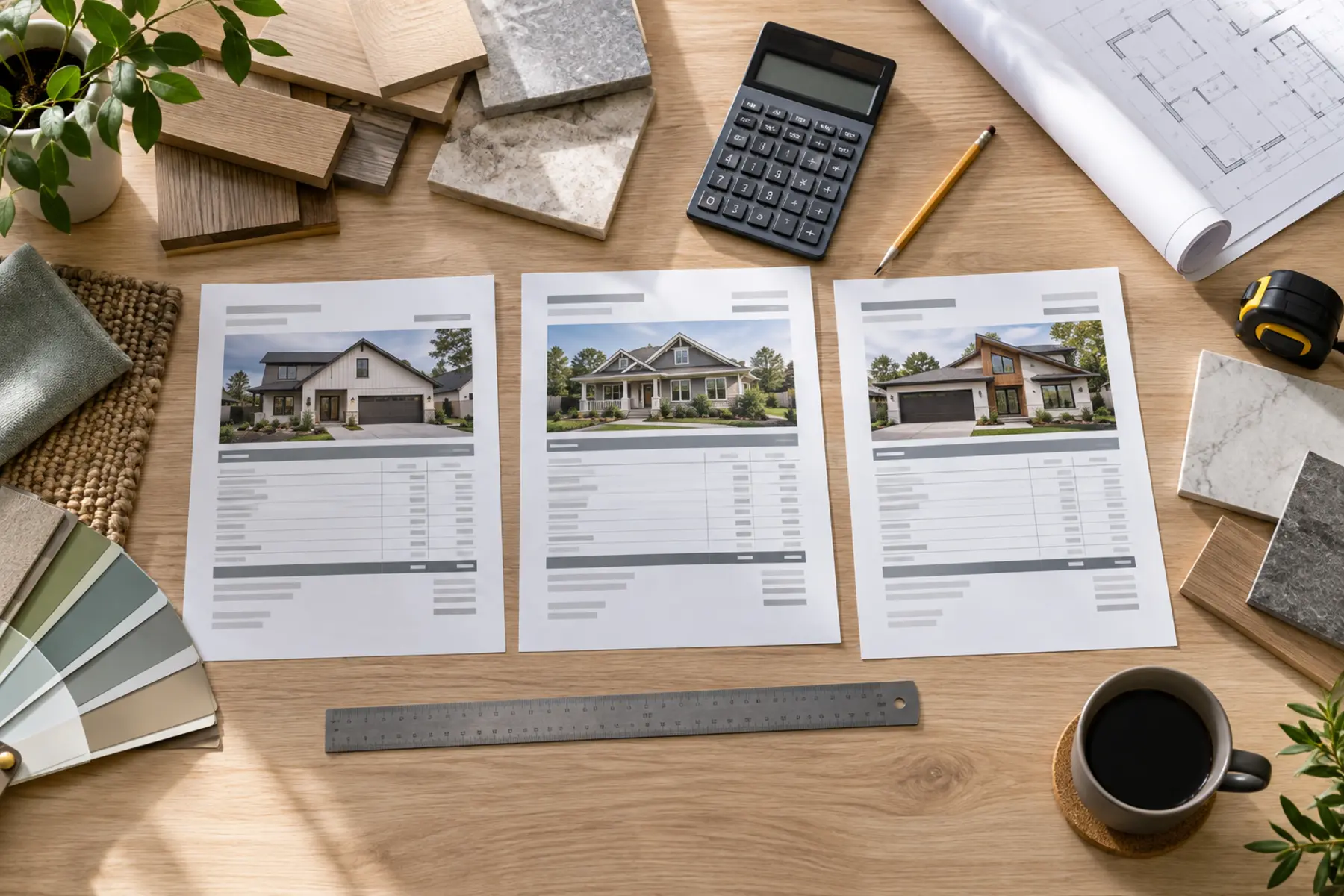 Renovation documents organized for an equal quote comparison.