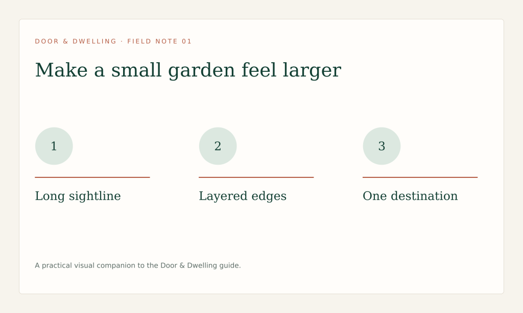 Preserve a long view, layer the edges and give the garden one useful destination.