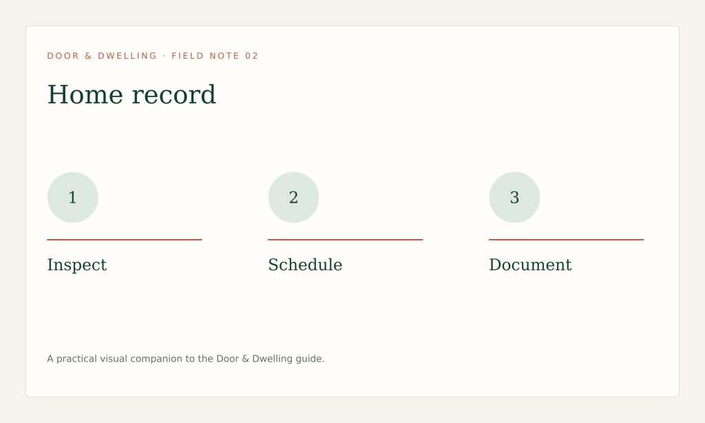Inspect, schedule and document work by season so small failures are found early.