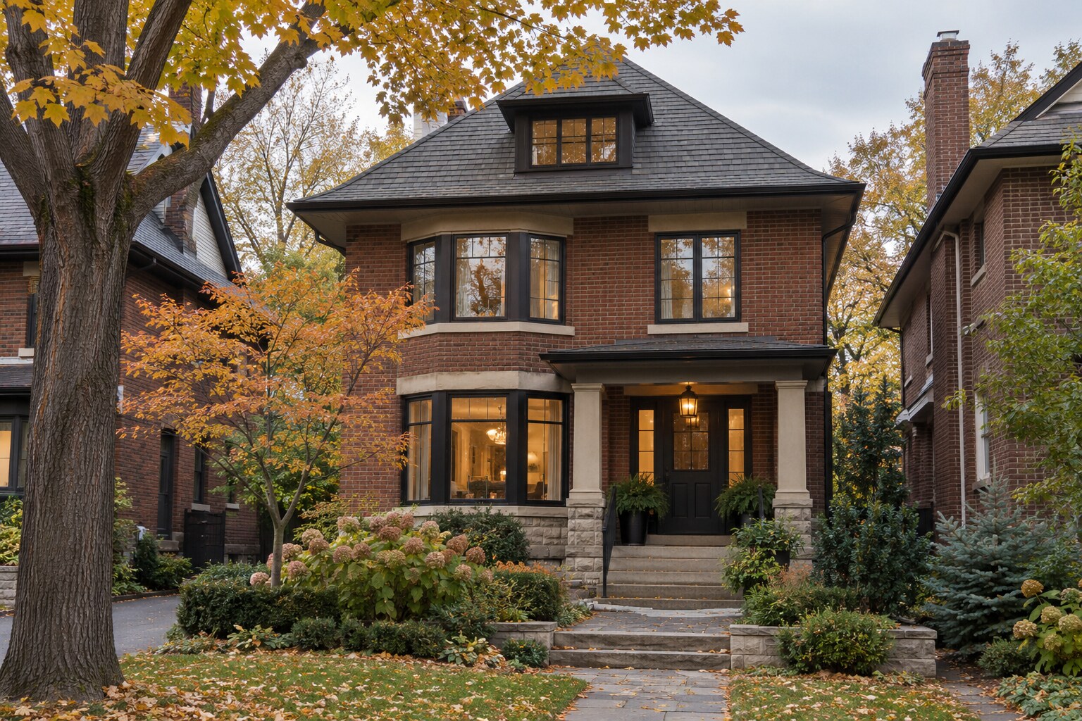 Renovated older brick home on a mature tree-lined Toronto street